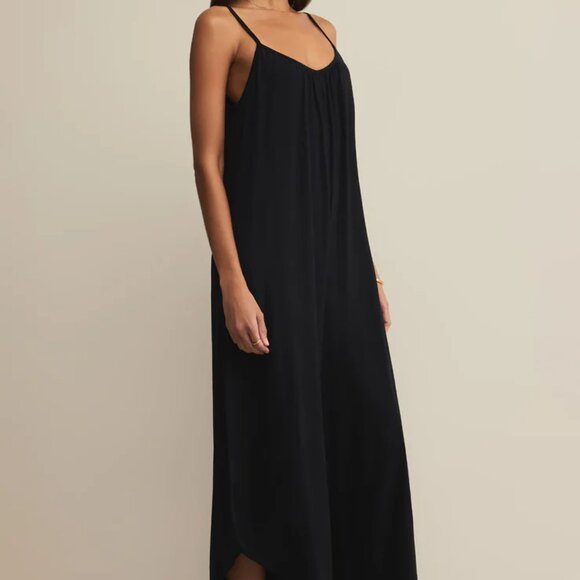 Z Supply Sleeveless Floral Print Wide Leg Flared Jumpsuit Charcoal Gray XS - Picture 9 of 10